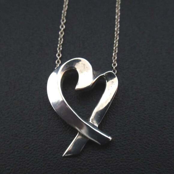 Tiffany & Co. Paloma Picasso Loving Heart Necklace Pendant in 925 Sterling Si...